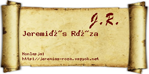 Jeremiás Róza névjegykártya